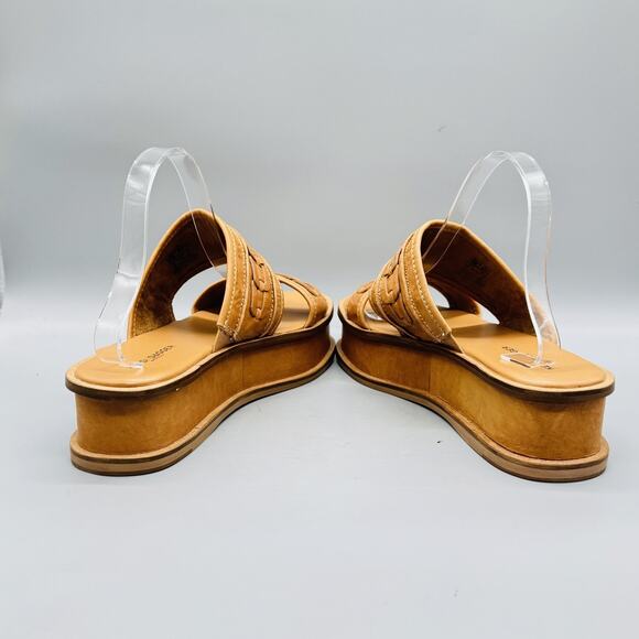 Kelsi Dagger Sandals Womens 10 Brown Leather Platform Wedge Slide Comfort Shoes